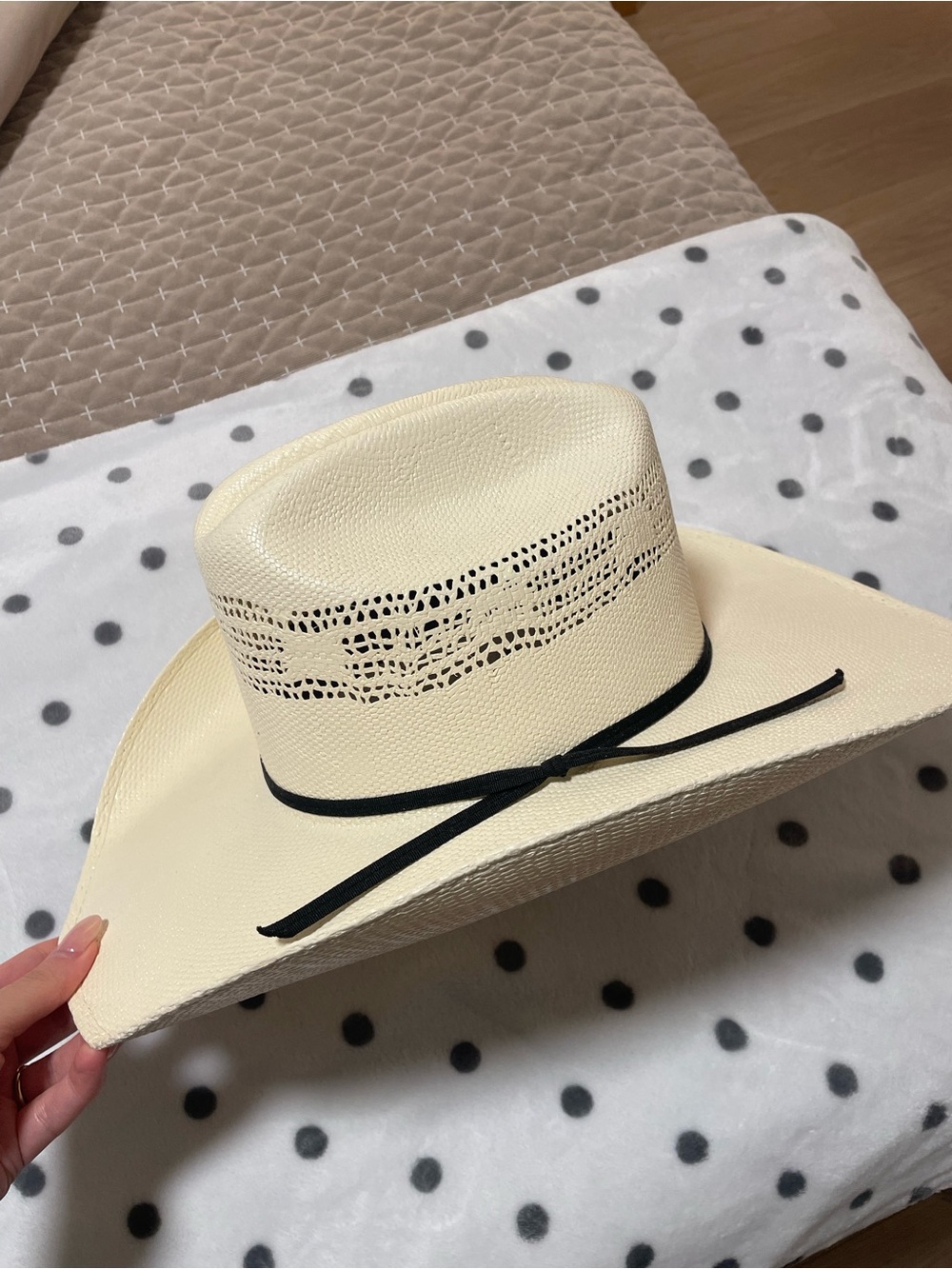 Cream Straw Cowboy Hat with Black Trim